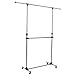 SONGMICS Adjustable Double Rods Garment Rack Rolling Hanging Clothes Racks with Brake Wheels ULLR41B