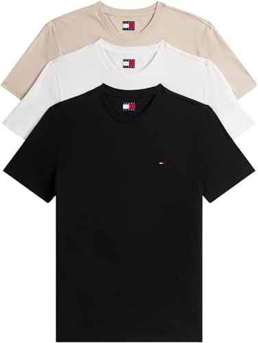 Camisetas de Manga Corta Pack de 3 Hombre de algodón, Multicolor (Black/Gulf Sand/Ecru), XXL