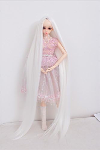COPLY BJD / SD Doll Synthetic Wig White Super Long Straight Hair Doll Wig