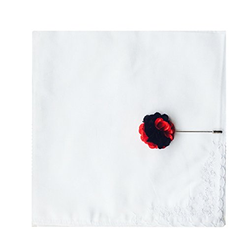 Gift Set- 6 Pk Laides Large Soft 100%Cotton Rose Embroidery Hankerchiefs Hankies