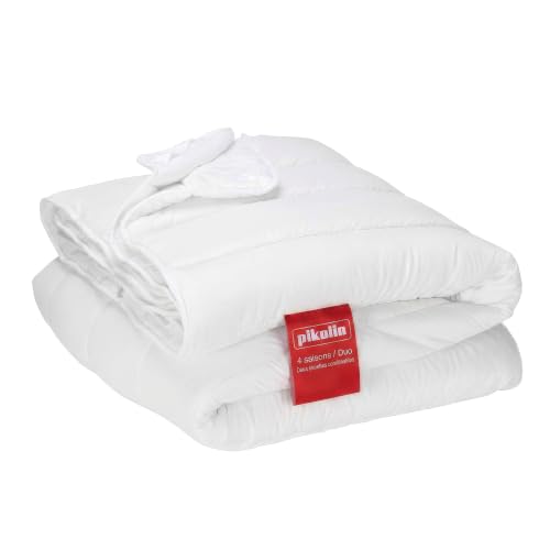pikolin Home Duvet Duo 150 + 300 gr/m2, Four Seasons of Fiber, Anti Dust Mite, Bed 80, Cotton, White, Single, 135 x 200 cm