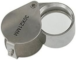 Generic Pocket 30 x 21mm Glass Magnifier Silver Magnifying Eye Jewellers Loupe