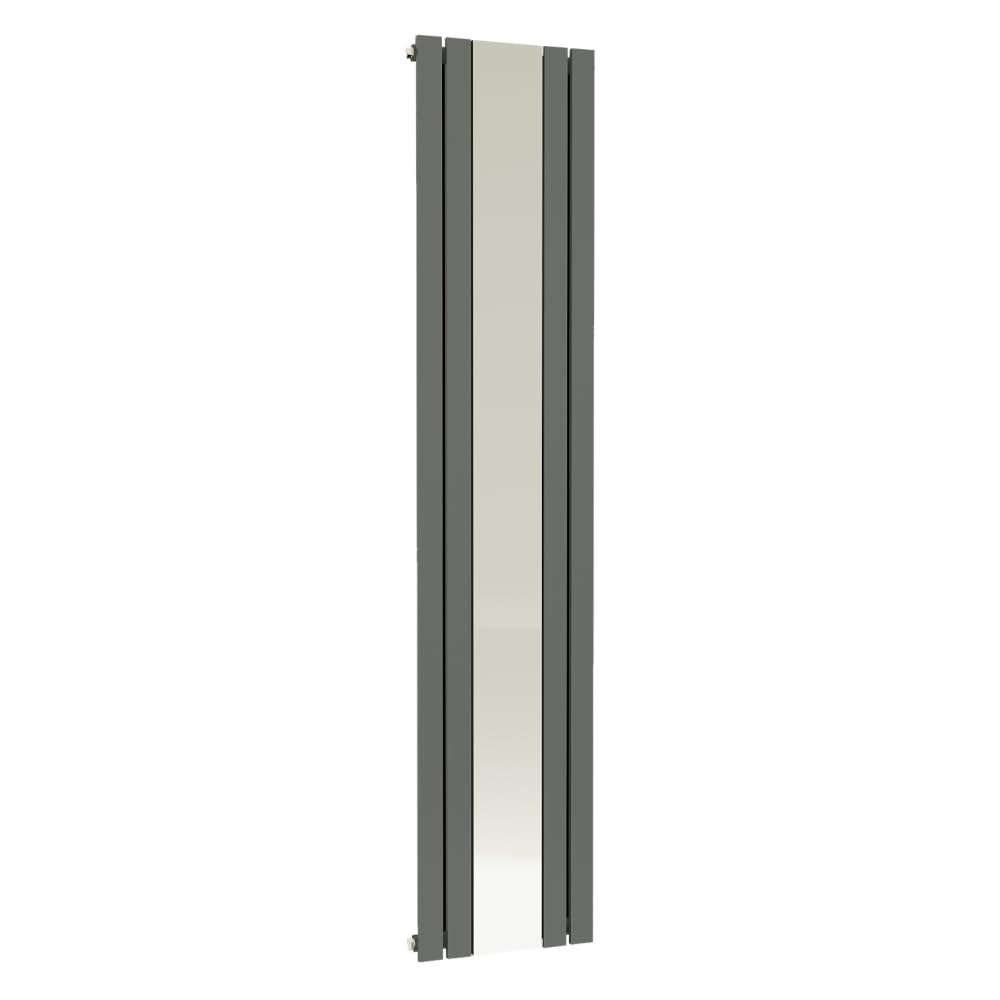 VeeBath Lille Anthracite Low Carbon Mild Steel Vertical Single Panel Mirror Bathroom Heating Radiator - 1800 x 450mm