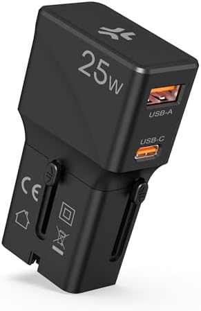 Adaptador de Viaje Universal 25W con USB‑C y USB‑A, Compatible en más de 150 países — foto 1 de 8