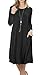 GRECERELLE Womens Long Sleeve A-Line Flare Casual Midi Dress with Pockets Black-XL