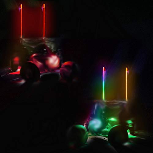 OMUOFFROAD 4FT LED Whip Lights 360° Twisted Antenna Dream Wrapped Dancing Whips For Polaris RZR ATV Antenna Whip UTV Quad Sand Dune Buggy Flag Poles For Trucks w/APP Control (Two Whip)