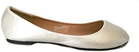 Shoes 18 Women's Basic Round Toe Ballet Flats Shoes (10 B(M) US, 8600a Silver Pu)