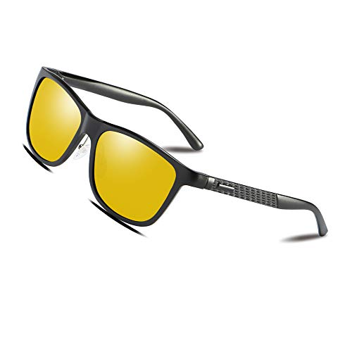 Bircen Night Vision Driving Polarized Glasses for Men Women Anti Glare Rainy Safe HD Fashion Al-Mg Metal Frame Sun Glasses