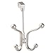 iDesign Axis Metal Over the Door Quad Hook Hanger for Coats, Jackets, Hats, Robes, Towels, Ideal for Bathroom, Bedroom, Mudroom, Satin Silver