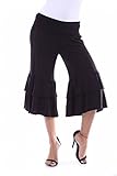 Fruitnut Women Solid Ruffle Fold Over Capri Short Pants - Palazzo pants