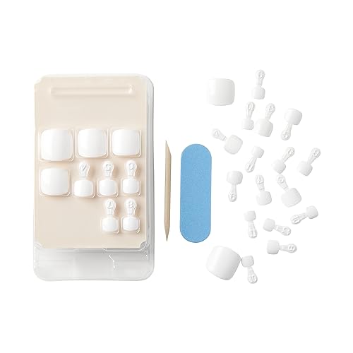 KISS Gel Fantasy Collection Ready-To-Wear Fake Toenails Pedicure Set, Style 'This is Classic', with Mini Nail File, Pink Gel Nail Glue & 28 White Smudge-Proof Glue-On Toenails - Image 8