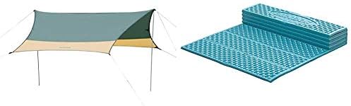 Amazon Bundok バンドック ミニ ヘキサゴン タープ Uv k 25 3 4人用 収納ケース付 テント アウトドア フォールディング マット 60 180cm ブルー 513b 10mm厚 セット買い Bundok バンドック タープ