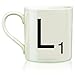 Scrabble Letter Ceramic L Scrabble Mug, Cream/Black (14 Ounces)