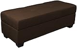 Epic Furnishings Microfiber Suede Upholstered Tufted Padded Hinged Storage Ottoman Bench, 48 by 19 by 18-inch, Chocolate Brown