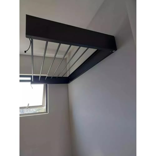 Varal de Parede Magico Dobrável Retrátil 80cm 5 Varetas Recolhível Invisível Mágico Roupas Apartamento Espaço Pequeno