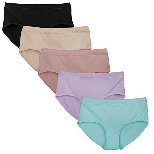 Max shape Women’s Cotton Underwear Hipster Panties 5 Pack Breathable Stretch Soft Mid Rise