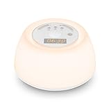 INLIFE Wake Up Light Alarm Clock Wireless Mood Light with Sunrise Simulation and 4 Natural Alarm Sounds, White Noise Machine with 4 Sleep Sounds, 7 Multicolor Rechargeable Portable Night Light