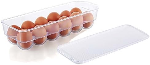 Egg Tray Holder with Lid- Refrigerator Storage Container, 12 Egg Tray (Clear)