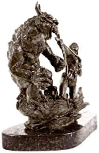 Fascinating Mercie Beautiful Woman Warrior Fighting Demon Bronze Sculpture Figurine