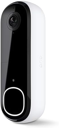 Arlo Video Doorbell 2K | 2nd Gen | Wire-Free/Wired Option, 2-Way Audio, Night Vision, Head to Toe Video View, Integrated Siren | Live Stream | Real Time Notifications |180 Deg Wide View, White