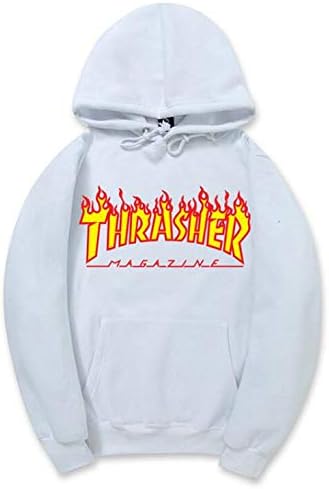 white and orange sweatshirt