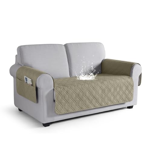 VANSOFY Couch Cover, Waterproof Sofa Covers Washable Slipcover Furniture Protector Couch Seat Covers Non-Slip Couch Cover for Dogs, Pets(Loveseat, Taupe)