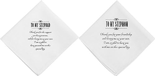 Wishprom Set of 2 Step Dad and Step Mom Handkerchiefs, Personalized Wedding Gift, Romantic Gift Idea for Couples
