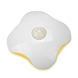 GARMAR Motion Sensor Night Light, Wireless LED Clover Style Night Lamp, Wall Light Stick on Anywhere with Battery Operated, Safe for Kids.(Warm White)