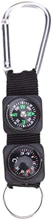 3 in 1 Multifunction Compass Mini Survival Tool Carabiner Key Ring with Compass and Thermometer
