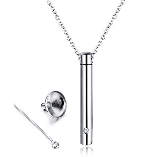YOUFENG Urn Necklaces for Ashes Urns for Human Ashes Memorial Cremation Urn Locket Stainless Steel Keepsake Ashes Jewelry (Silver) - Thumbnail 6