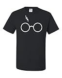 Wild Bobby Harry Potter Glasses Scar Tee Graphic T-Shirt - (Medium, Black)