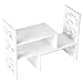MyGift White Expandable Desktop Bookshelf Organizer with 5 Display Shelves, Small Stationery Storage Shelf Unit, College Dorm Desk Book Organizer