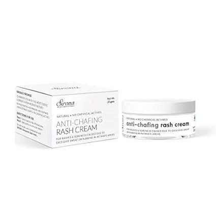 Sirona Natural Anti Chafing Rash Cream- 5 Magical Herbs-Help In Soothing Rashes Due To Pads, Heavy Thighs, Chaffing Due To Sports Activities-25 Gm