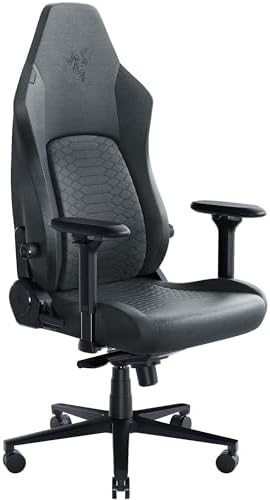 Iskur V2 - Sedia da gioco con supporto lombare adattivo (tessuto, cuscini in schiuma ad alta densità, braccioli 4D, curva lombare completamente regolabile) Tessuto