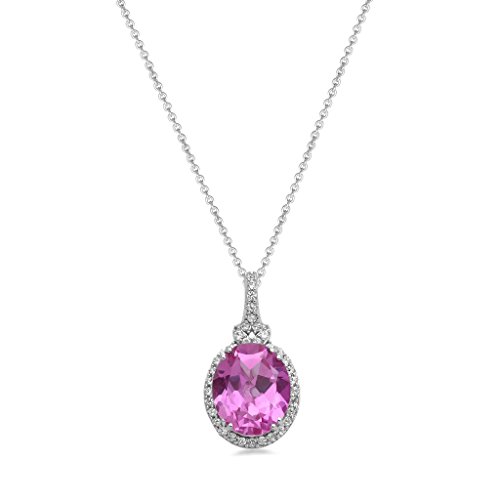 Jewelili sterling silver created pink sapphire with created white…
