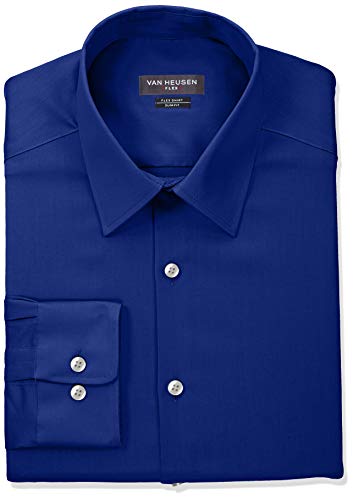 Van Heusen Men's Flex Collar Slim Fit Stretch Dress Shirt, Royal Blue, 17