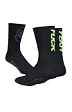 DeFeet Aireator 6inch 8 Lumens Fck Yeah Cycling/Running Socks (8 LUMENS Fck Yeah Black - M)