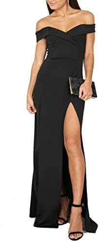 GUOYUJIANYI Womens Sexy Off Shoulder Short Sleeve Wrap Bandage Bodycon Long Party Dress Clubwear Small Black