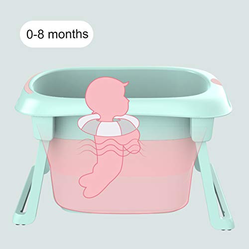 3-in-1 Baby Bath Tub Portable Toddler Collapsible Bathtub Infant Shower Basin Anti Slip Skid Proof for 0-10 Years (Green, tub)