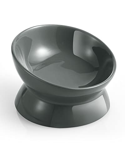 LoeJan Erhöhter Futternapf für Katzen, 142 ml, Keramik, erhöhter und geneigter Wassernapf, Anti-Erbrechen und schützt die Wirbelsäule des Haustiers, Katzennapf für kleine Hunde, dicke Katzen, Kätzchen