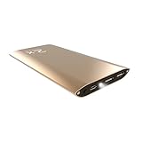 DULLA M50000 Portable Power Bank 12000mAh External Battery Charger, Ultra Slim Design with 2 USB Ports for iPhone, iPad, Galaxy and More (gold)