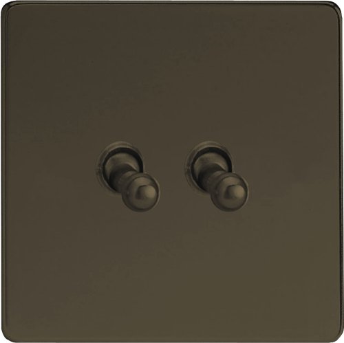 Varilight - 2G 1 or 2W 10A Classic Toggle Switch Dimension Screwless Iridium-Black - XDIT2S