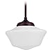 Design Classics Lighting 14 Inch Retro Farm Style Bronze Schoolhouse Pendant Light with Milk Frosted Glass