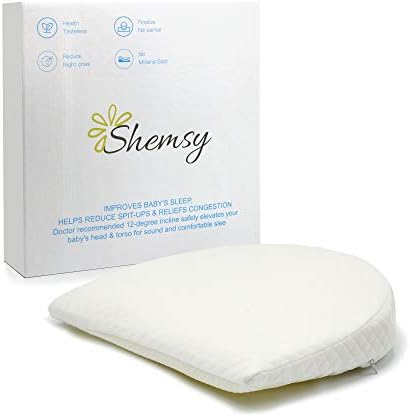 Shemsy Bassinet Baby Wedge | Infant Sleep Positioner Helps With Reflux Baby Wedge Pillow for Newborn–15x2.6x12.2-inch – Foam Baby Angled Bassinet with Removable Cover – Reflux Mattress Pad for Infants