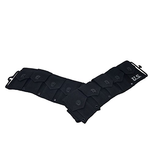 Ultimate Arms Gear M1 M-1 Garand Rifle U.S. Military WWII Reproduction 10 Pocket Utility Pouch Cartridge .30-06 Ammunition Rounds Ammo Tool Heavy Duty Canvas Waist Belt, Black