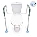OasisSpace Toilet Rail - Medical Bathroom Safety Frame for Elderly, Handicap and Disabled - Adjustable Toilet Safety Handrail Grab Bar, 2 Additional Rubber Tips