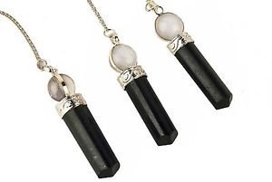 Three Clear Quartz Black Tourmaline Gemstone Pendants Crystal healing Jewelry Fashion Men Women Gift Dowsing positive energy wellness accessory