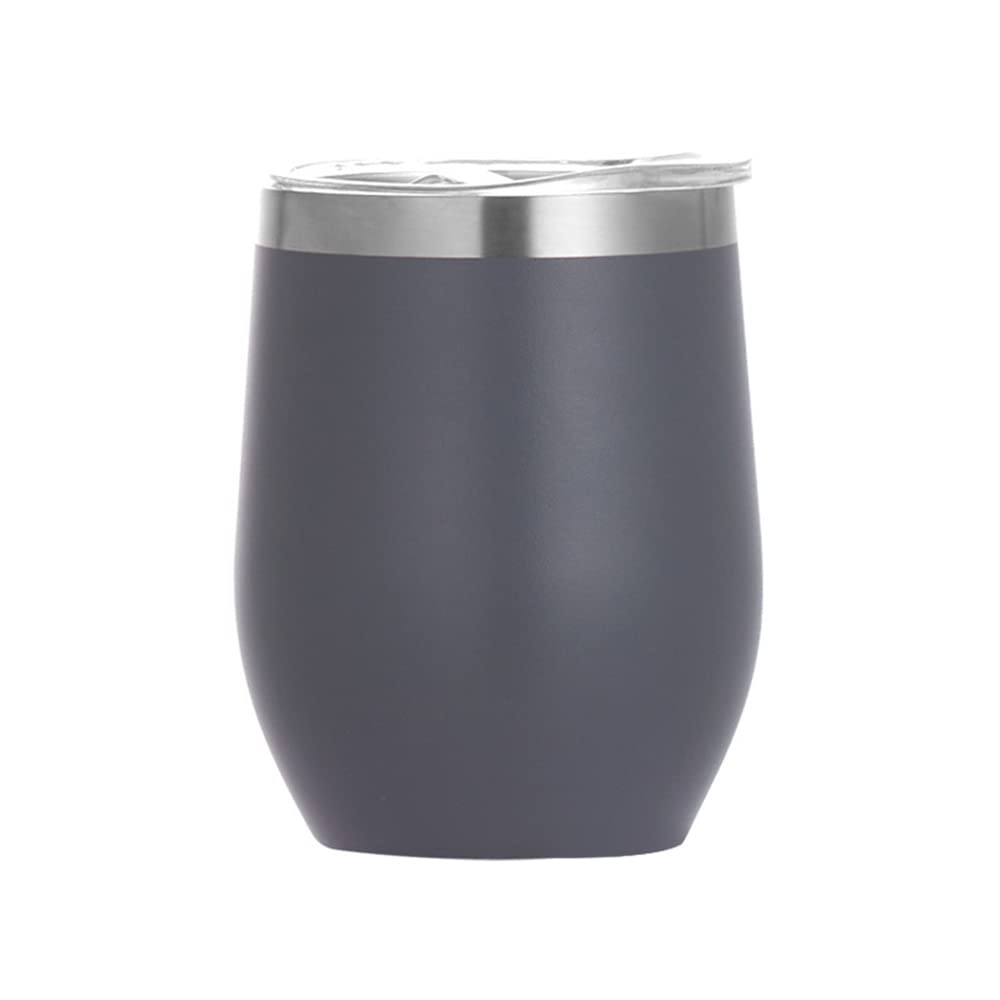 Gteller 12 oz Stainless Steel Wine Tumbler Stemless Glasses with Lid, Double Wall Insulated Travel Mug Perfect for Wine, Coffee, Drinks, Champagne, Cocktails, Colorful (Gray) — image 1