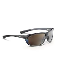 Arrecife espartano de Maui Jim 278-02   Gafas de sol con montura de envoltura negra brillante polarizada, tecnología de lente PolarizedPlus2 patentada