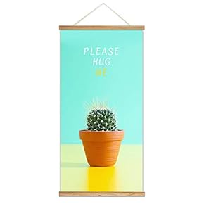 Hanging Poster Wooden Framed Cactus Theme Home Wall Canvas Prints Ready to Hang - 18"x36"